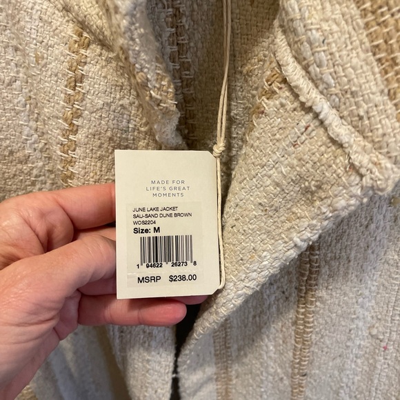 Faherty June linen cotton blazer tie waist heavy fabric but summer spring coat - Picture 3 of 6